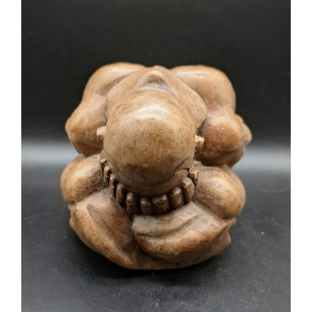 Vintage Hand Carved Wood Weeping Buddha Yogi Figurine Meditation Statue Bali